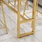 Rectangle Bistro Bar Height Cocktail Table Marble Footrest Indoor Bar Table in Gold Clearhalo 'Bar Furniture' 'Bar Tables' 'bar_tables' 'furn' 'furn_bar_tables' 'Furniture' 'furniture_bar_tables' 'Kitchen & Dining Furniture' 5085233