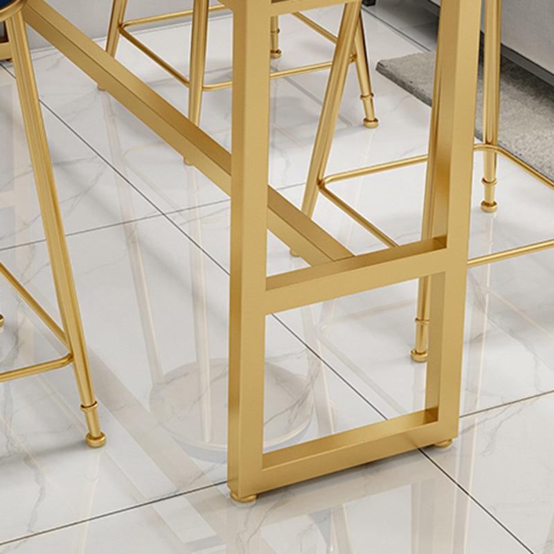 Rectangle Bistro Bar Height Cocktail Table Marble Footrest Indoor Bar Table in Gold Clearhalo 'Bar Furniture' 'Bar Tables' 'bar_tables' 'furn' 'furn_bar_tables' 'Furniture' 'furniture_bar_tables' 'Kitchen & Dining Furniture' 5085233
