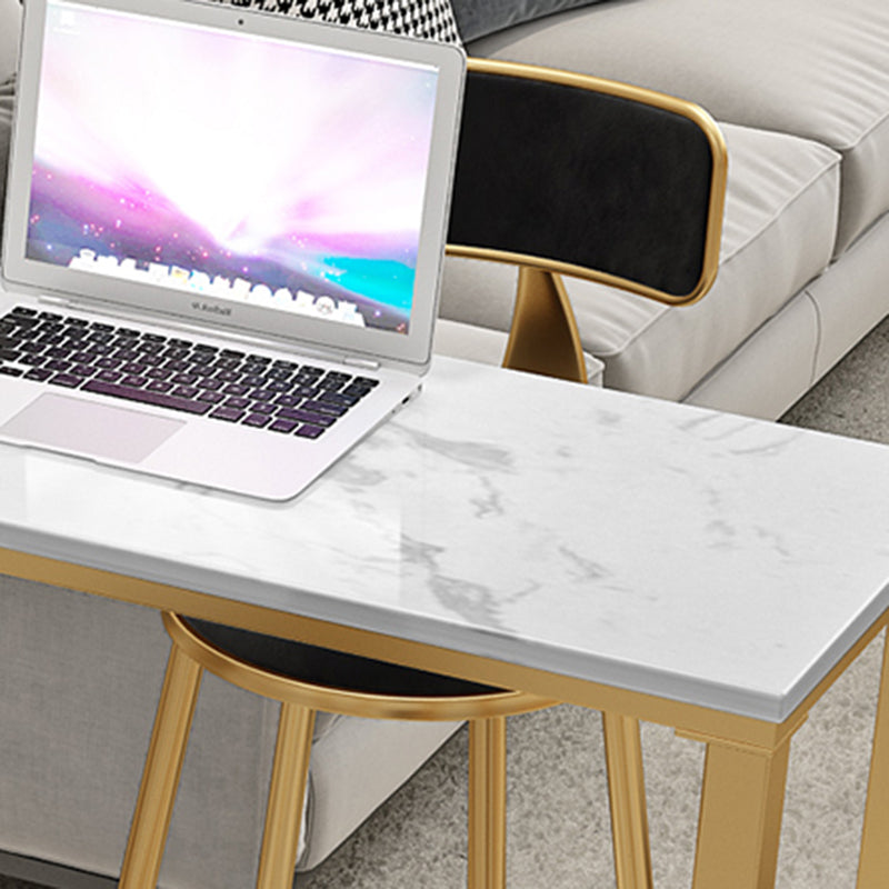 Rectangle Bistro Bar Height Cocktail Table Marble Footrest Indoor Bar Table in Gold Clearhalo 'Bar Furniture' 'Bar Tables' 'bar_tables' 'furn' 'furn_bar_tables' 'Furniture' 'furniture_bar_tables' 'Kitchen & Dining Furniture' 5085234