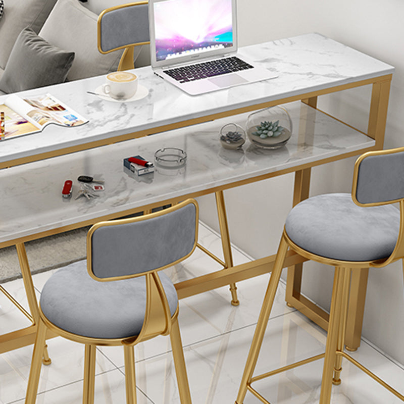 Rectangle Bistro Bar Height Cocktail Table Marble Footrest Indoor Bar Table in Gold Clearhalo 'Bar Furniture' 'Bar Tables' 'bar_tables' 'furn' 'furn_bar_tables' 'Furniture' 'furniture_bar_tables' 'Kitchen & Dining Furniture' 5085235