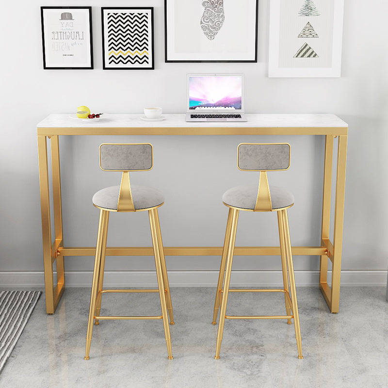 Rectangle Bistro Bar Height Cocktail Table Marble Footrest Indoor Bar Table in Gold Clearhalo 'Bar Furniture' 'Bar Tables' 'bar_tables' 'furn' 'furn_bar_tables' 'Furniture' 'furniture_bar_tables' 'Kitchen & Dining Furniture' 5085236