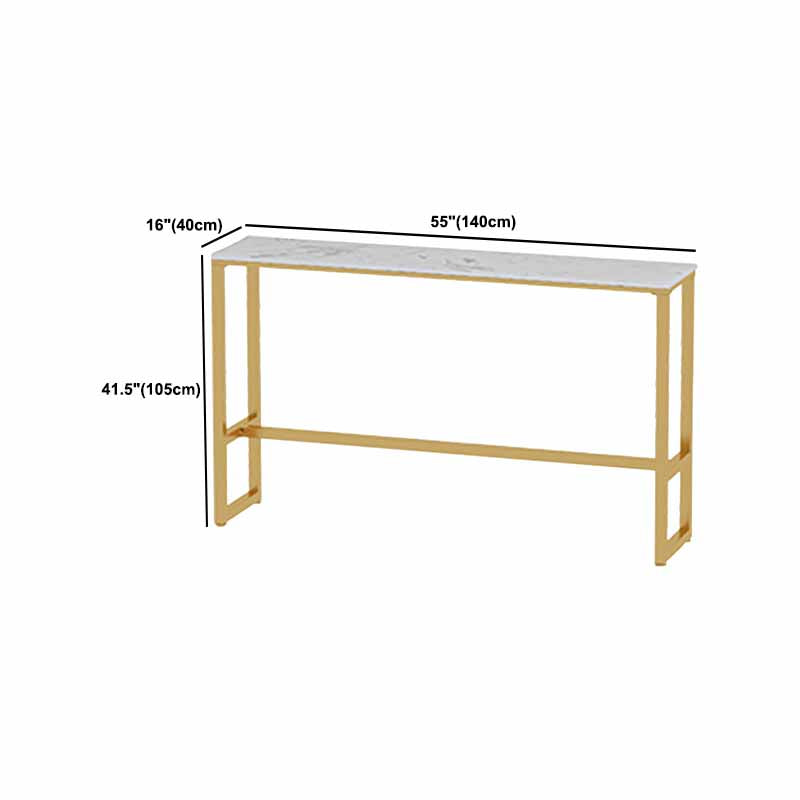 Rectangle Bistro Bar Height Cocktail Table Marble Footrest Indoor Bar Table in Gold Clearhalo 'Bar Furniture' 'Bar Tables' 'bar_tables' 'furn' 'furn_bar_tables' 'Furniture' 'furniture_bar_tables' 'Kitchen & Dining Furniture' 5085241