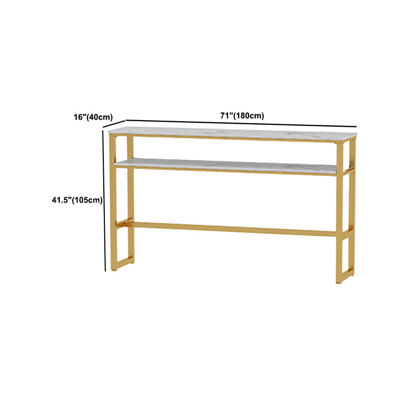 Rectangle Bistro Bar Height Cocktail Table Marble Footrest Indoor Bar Table in Gold Clearhalo 'Bar Furniture' 'Bar Tables' 'bar_tables' 'furn' 'furn_bar_tables' 'Furniture' 'furniture_bar_tables' 'Kitchen & Dining Furniture' 5085249