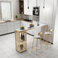 Contemporary Living Room Counter Height Table Storage Marble Bar Height Cocktail Table 70.9"L x 15.7"W x 41.3"H White Without Chairs Clearhalo 'Bar Furniture' 'Bar Tables' 'bar_tables' 'furn' 'furn_bar_tables' 'Furniture' 'furniture_bar_tables' 'Kitchen & Dining Furniture' 5085253