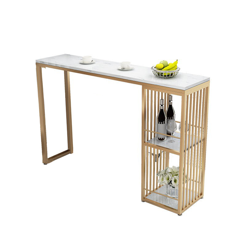 Contemporary Living Room Counter Height Table Storage Marble Bar Height Cocktail Table White Without Chairs Clearhalo 'Bar Furniture' 'Bar Tables' 'bar_tables' 'furn' 'furn_bar_tables' 'Furniture' 'furniture_bar_tables' 'Kitchen & Dining Furniture' 5085255