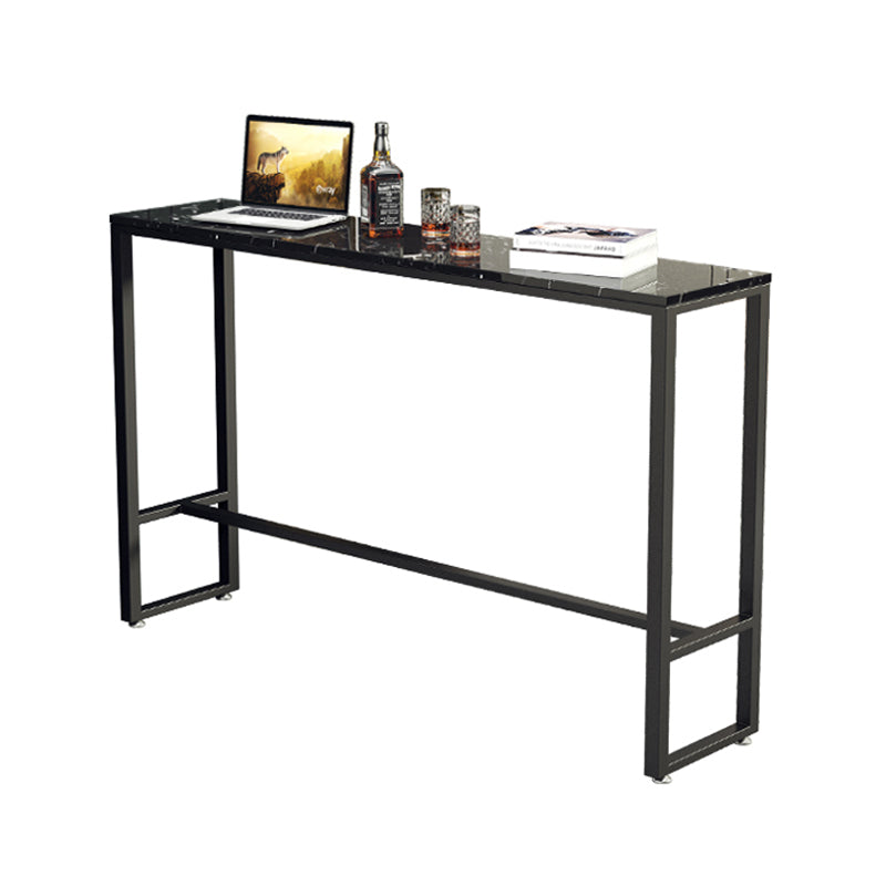 Indoor Event and Cocktail Table Industrial Marble Footrest Bar Height Table Black Without Chairs Clearhalo 'Bar Furniture' 'Bar Tables' 'bar_tables' 'furn' 'furn_bar_tables' 'Furniture' 'furniture_bar_tables' 'Kitchen & Dining Furniture' 5085276