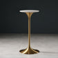 Pedestal Bar Wine Table Industrial Metal Round Pub Height Dining Table for Coffee Shop 19.7"L x 19.7"W x 41.3"H White-Gold Without Chairs Clearhalo 'Bar Furniture' 'Bar Tables' 'bar_tables' 'furn' 'furn_bar_tables' 'Furniture' 'furniture_bar_tables' 'Kitchen & Dining Furniture' 5085300