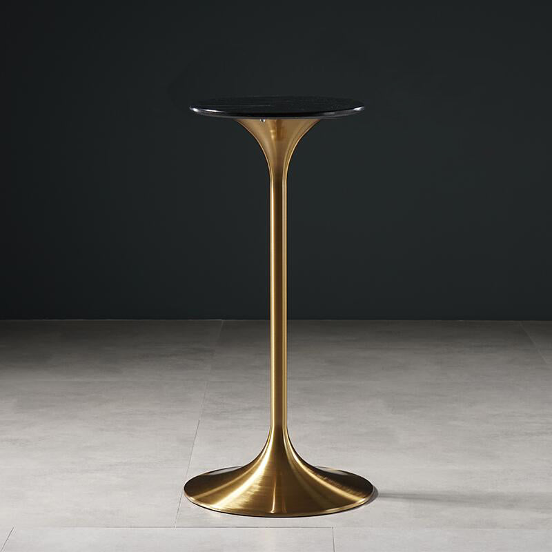 Pedestal Bar Wine Table Industrial Metal Round Pub Height Dining Table for Coffee Shop 19.7"L x 19.7"W x 41.3"H Black-Gold Without Chairs Clearhalo 'Bar Furniture' 'Bar Tables' 'bar_tables' 'furn' 'furn_bar_tables' 'Furniture' 'furniture_bar_tables' 'Kitchen & Dining Furniture' 5085307
