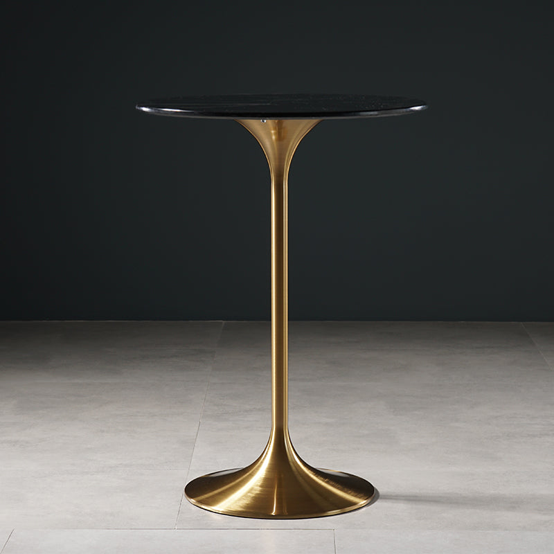 Pedestal Bar Wine Table Industrial Metal Round Pub Height Dining Table for Coffee Shop 23.6"L x 23.6"W x 41.3"H Black-Gold Without Chairs Clearhalo 'Bar Furniture' 'Bar Tables' 'bar_tables' 'furn' 'furn_bar_tables' 'Furniture' 'furniture_bar_tables' 'Kitchen & Dining Furniture' 5085309