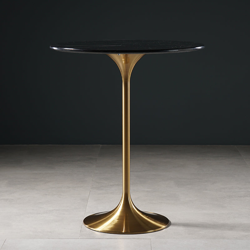 Pedestal Bar Wine Table Industrial Metal Round Pub Height Dining Table for Coffee Shop 31.5"L x 31.5"W x 41.3"H Black-Gold Without Chairs Clearhalo 'Bar Furniture' 'Bar Tables' 'bar_tables' 'furn' 'furn_bar_tables' 'Furniture' 'furniture_bar_tables' 'Kitchen & Dining Furniture' 5085312