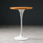 Pedestal Bar Wine Table Industrial Metal Round Pub Height Dining Table for Coffee Shop 23.6"L x 23.6"W x 41.3"H Natural Wood White Without Chairs Clearhalo 'Bar Furniture' 'Bar Tables' 'bar_tables' 'furn' 'furn_bar_tables' 'Furniture' 'furniture_bar_tables' 'Kitchen & Dining Furniture' 5085313