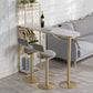 Wine Rack Modern Bistro Bar Desk Stone Bar Height Indoor Cocktail Table 55.1"L x 15.7"W x 41.3"H Gold Without Chairs Clearhalo 'Bar Furniture' 'Bar Tables' 'bar_tables' 'furn' 'furn_bar_tables' 'Furniture' 'furniture_bar_tables' 'Kitchen & Dining Furniture' 5085326