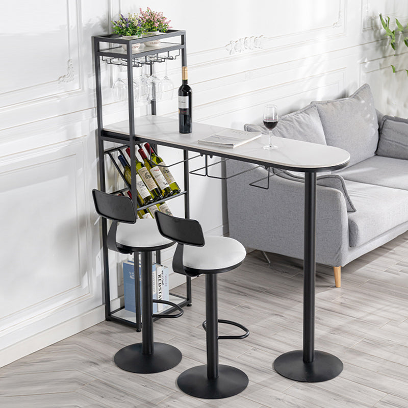 Wine Rack Modern Bistro Bar Desk Stone Bar Height Indoor Cocktail Table Clearhalo 'Bar Furniture' 'Bar Tables' 'bar_tables' 'furn' 'furn_bar_tables' 'Furniture' 'furniture_bar_tables' 'Kitchen & Dining Furniture' 5085332