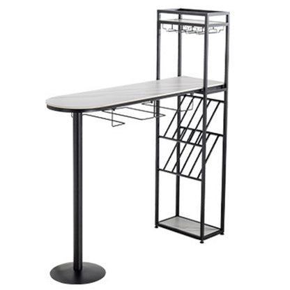 Wine Rack Modern Bistro Bar Desk Stone Bar Height Indoor Cocktail Table Black Without Chairs Clearhalo 'Bar Furniture' 'Bar Tables' 'bar_tables' 'furn' 'furn_bar_tables' 'Furniture' 'furniture_bar_tables' 'Kitchen & Dining Furniture' 5085337