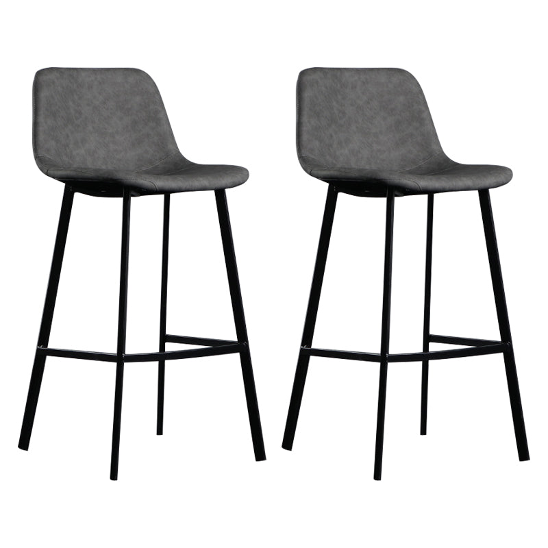 Scandinavian Footrest Reception Stool Matte Finish Faux Leather Barstool Grey Set of 2 Bar Stool(30"H) Clearhalo 'Bar Furniture' 'Bar Stools' 'bar_stools' 'Furniture' 'furniture_bar_stools' 'Kitchen & Dining Furniture' 5085344