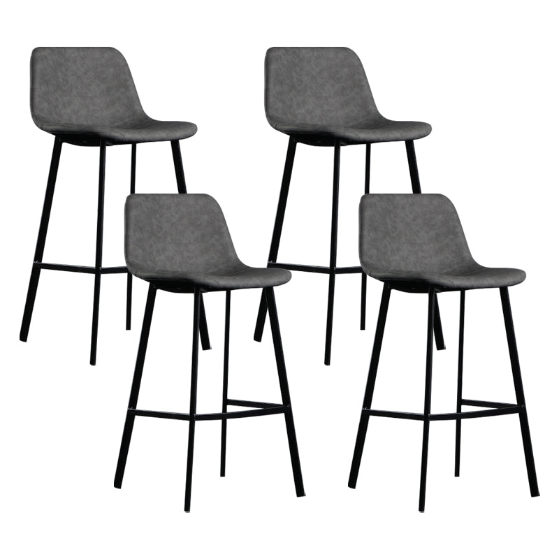 Scandinavian Footrest Reception Stool Matte Finish Faux Leather Barstool Grey Set of 4 Bar Stool(30"H) Clearhalo 'Bar Furniture' 'Bar Stools' 'bar_stools' 'Furniture' 'furniture_bar_stools' 'Kitchen & Dining Furniture' 5085346