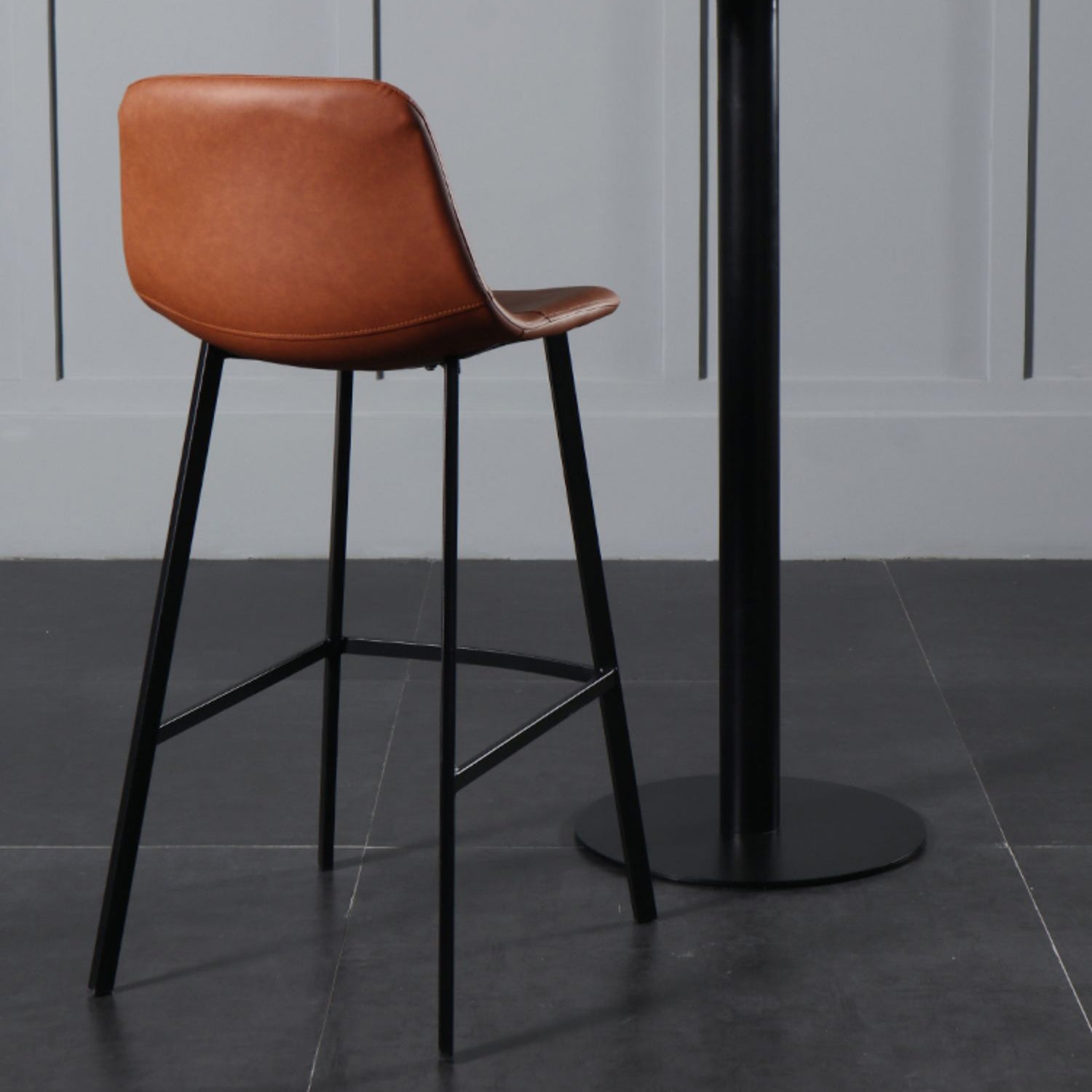 Scandinavian Footrest Reception Stool Matte Finish Faux Leather Barstool Clearhalo 'Bar Furniture' 'Bar Stools' 'bar_stools' 'Furniture' 'furniture_bar_stools' 'Kitchen & Dining Furniture' 5085347