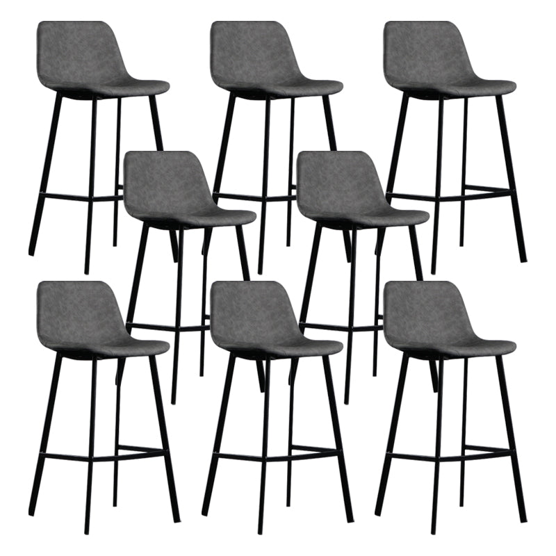 Scandinavian Footrest Reception Stool Matte Finish Faux Leather Barstool Grey Set of 8 Bar Stool(30"H) Clearhalo 'Bar Furniture' 'Bar Stools' 'bar_stools' 'Furniture' 'furniture_bar_stools' 'Kitchen & Dining Furniture' 5085350