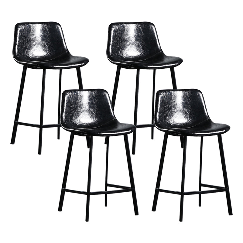 Scandinavian Footrest Reception Stool Matte Finish Faux Leather Barstool Gloss Black Set of 4 Counter Stool(26"H) Clearhalo 'Bar Furniture' 'Bar Stools' 'bar_stools' 'Furniture' 'furniture_bar_stools' 'Kitchen & Dining Furniture' 5085354