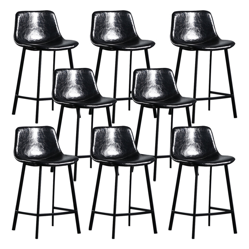 Scandinavian Footrest Reception Stool Matte Finish Faux Leather Barstool Gloss Black Set of 8 Counter Stool(26"H) Clearhalo 'Bar Furniture' 'Bar Stools' 'bar_stools' 'Furniture' 'furniture_bar_stools' 'Kitchen & Dining Furniture' 5085358