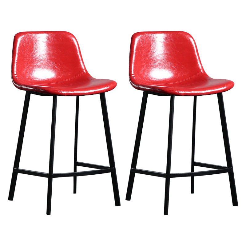 Scandinavian Footrest Reception Stool Matte Finish Faux Leather Barstool Red Set of 2 Counter Stool(26"H) Clearhalo 'Bar Furniture' 'Bar Stools' 'bar_stools' 'Furniture' 'furniture_bar_stools' 'Kitchen & Dining Furniture' 5085360