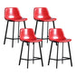 Scandinavian Footrest Reception Stool Matte Finish Faux Leather Barstool Red Set of 4 Counter Stool(26"H) Clearhalo 'Bar Furniture' 'Bar Stools' 'bar_stools' 'Furniture' 'furniture_bar_stools' 'Kitchen & Dining Furniture' 5085362