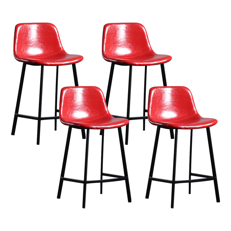 Scandinavian Footrest Reception Stool Matte Finish Faux Leather Barstool Red Set of 4 Counter Stool(26"H) Clearhalo 'Bar Furniture' 'Bar Stools' 'bar_stools' 'Furniture' 'furniture_bar_stools' 'Kitchen & Dining Furniture' 5085362