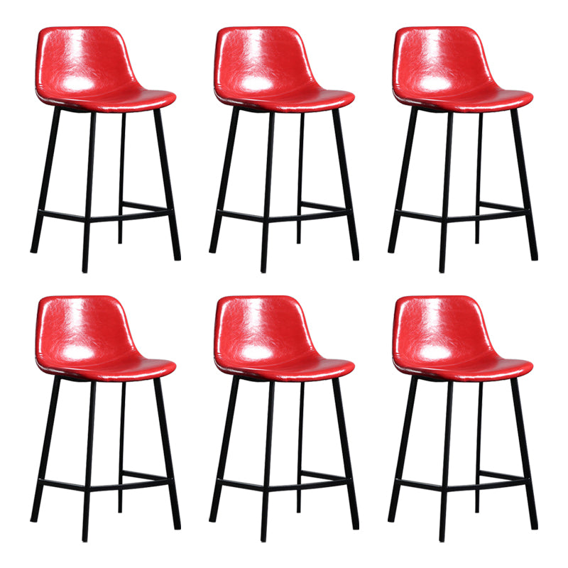 Scandinavian Footrest Reception Stool Matte Finish Faux Leather Barstool Red Set of 6 Counter Stool(26"H) Clearhalo 'Bar Furniture' 'Bar Stools' 'bar_stools' 'Furniture' 'furniture_bar_stools' 'Kitchen & Dining Furniture' 5085363
