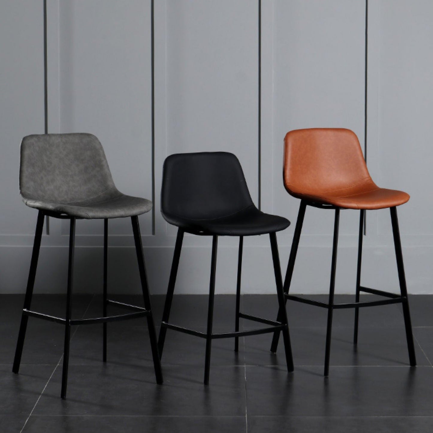 Scandinavian Footrest Reception Stool Matte Finish Faux Leather Barstool Clearhalo 'Bar Furniture' 'Bar Stools' 'bar_stools' 'Furniture' 'furniture_bar_stools' 'Kitchen & Dining Furniture' 5085364
