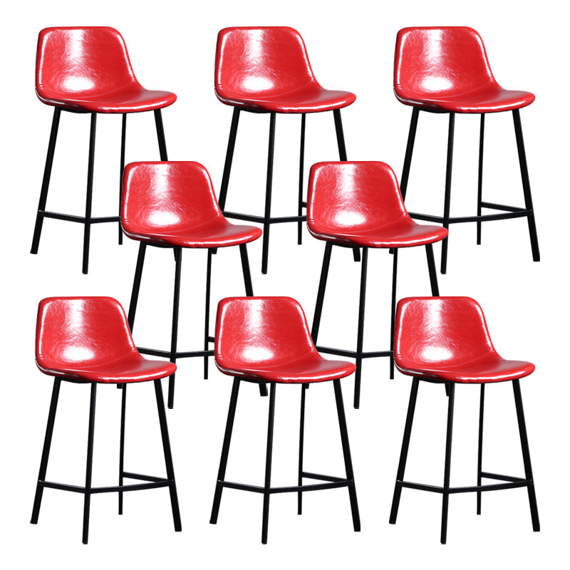 Scandinavian Footrest Reception Stool Matte Finish Faux Leather Barstool Red Set of 8 Counter Stool(26"H) Clearhalo 'Bar Furniture' 'Bar Stools' 'bar_stools' 'Furniture' 'furniture_bar_stools' 'Kitchen & Dining Furniture' 5085365