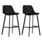 Scandinavian Footrest Reception Stool Matte Finish Faux Leather Barstool Black Set of 2 Bar Stool(30"H) Clearhalo 'Bar Furniture' 'Bar Stools' 'bar_stools' 'Furniture' 'furniture_bar_stools' 'Kitchen & Dining Furniture' 5085366