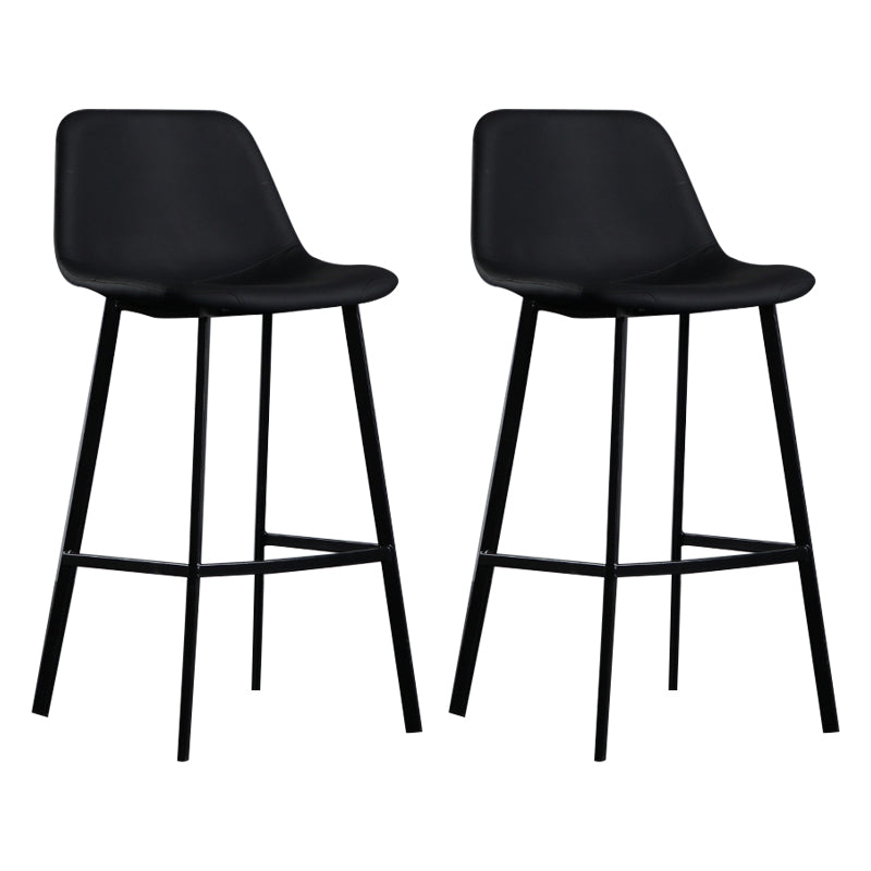 Scandinavian Footrest Reception Stool Matte Finish Faux Leather Barstool Black Set of 2 Bar Stool(30"H) Clearhalo 'Bar Furniture' 'Bar Stools' 'bar_stools' 'Furniture' 'furniture_bar_stools' 'Kitchen & Dining Furniture' 5085366