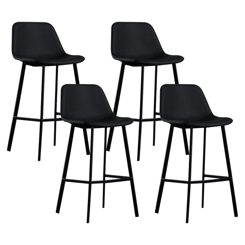 Scandinavian Footrest Reception Stool Matte Finish Faux Leather Barstool Black Set of 4 Bar Stool(30"H) Clearhalo 'Bar Furniture' 'Bar Stools' 'bar_stools' 'Furniture' 'furniture_bar_stools' 'Kitchen & Dining Furniture' 5085367