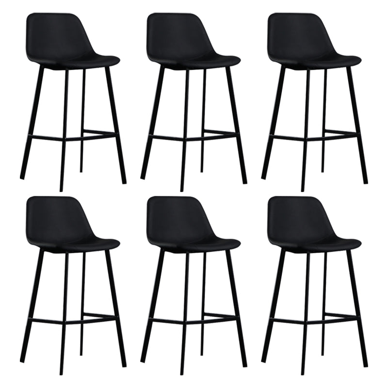 Scandinavian Footrest Reception Stool Matte Finish Faux Leather Barstool Black Set of 6 Bar Stool(30"H) Clearhalo 'Bar Furniture' 'Bar Stools' 'bar_stools' 'Furniture' 'furniture_bar_stools' 'Kitchen & Dining Furniture' 5085368