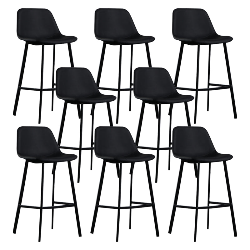 Scandinavian Footrest Reception Stool Matte Finish Faux Leather Barstool Black Set of 8 Bar Stool(30"H) Clearhalo 'Bar Furniture' 'Bar Stools' 'bar_stools' 'Furniture' 'furniture_bar_stools' 'Kitchen & Dining Furniture' 5085369