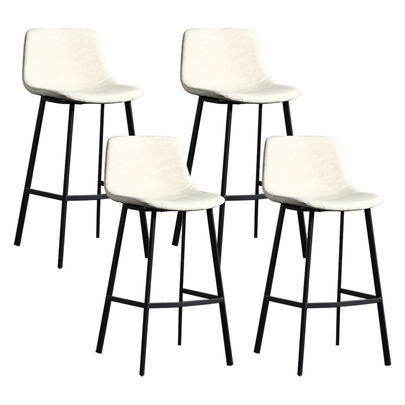 Scandinavian Footrest Reception Stool Matte Finish Faux Leather Barstool White Set of 4 Bar Stool(30"H) Clearhalo 'Bar Furniture' 'Bar Stools' 'bar_stools' 'Furniture' 'furniture_bar_stools' 'Kitchen & Dining Furniture' 5085371