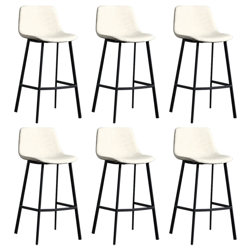 Scandinavian Footrest Reception Stool Matte Finish Faux Leather Barstool White Set of 6 Bar Stool(30"H) Clearhalo 'Bar Furniture' 'Bar Stools' 'bar_stools' 'Furniture' 'furniture_bar_stools' 'Kitchen & Dining Furniture' 5085372