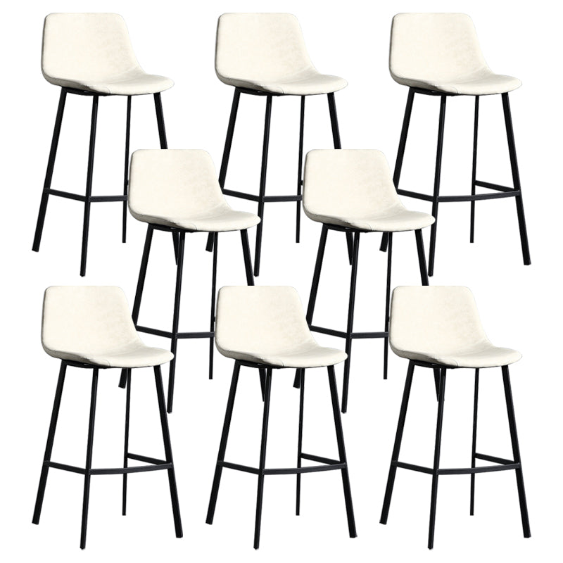Scandinavian Footrest Reception Stool Matte Finish Faux Leather Barstool White Set of 8 Bar Stool(30"H) Clearhalo 'Bar Furniture' 'Bar Stools' 'bar_stools' 'Furniture' 'furniture_bar_stools' 'Kitchen & Dining Furniture' 5085373
