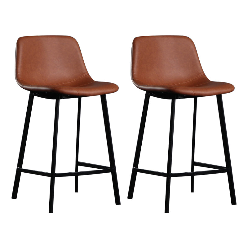 Scandinavian Footrest Reception Stool Matte Finish Faux Leather Barstool Coffee Set of 2 Counter Stool(26"H) Clearhalo 'Bar Furniture' 'Bar Stools' 'bar_stools' 'Furniture' 'furniture_bar_stools' 'Kitchen & Dining Furniture' 5085374