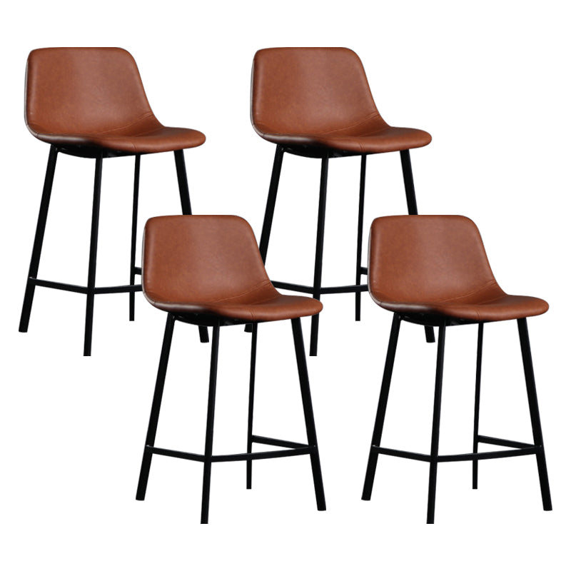 Scandinavian Footrest Reception Stool Matte Finish Faux Leather Barstool Coffee Set of 4 Counter Stool(26"H) Clearhalo 'Bar Furniture' 'Bar Stools' 'bar_stools' 'Furniture' 'furniture_bar_stools' 'Kitchen & Dining Furniture' 5085375