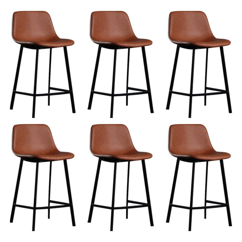 Scandinavian Footrest Reception Stool Matte Finish Faux Leather Barstool Coffee Set of 6 Counter Stool(26"H) Clearhalo 'Bar Furniture' 'Bar Stools' 'bar_stools' 'Furniture' 'furniture_bar_stools' 'Kitchen & Dining Furniture' 5085376
