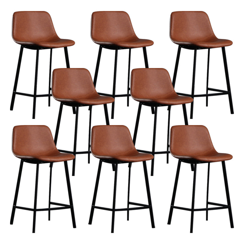 Scandinavian Footrest Reception Stool Matte Finish Faux Leather Barstool Coffee Set of 8 Counter Stool(26"H) Clearhalo 'Bar Furniture' 'Bar Stools' 'bar_stools' 'Furniture' 'furniture_bar_stools' 'Kitchen & Dining Furniture' 5085377