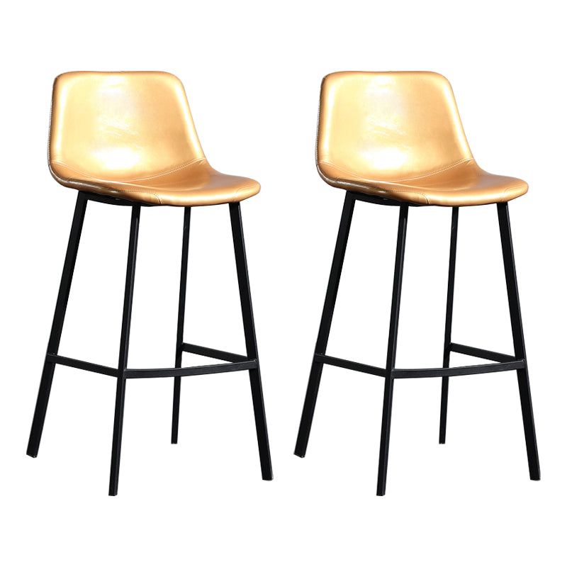 Scandinavian Footrest Reception Stool Matte Finish Faux Leather Barstool Yellow Set of 2 Bar Stool(30"H) Clearhalo 'Bar Furniture' 'Bar Stools' 'bar_stools' 'Furniture' 'furniture_bar_stools' 'Kitchen & Dining Furniture' 5085378
