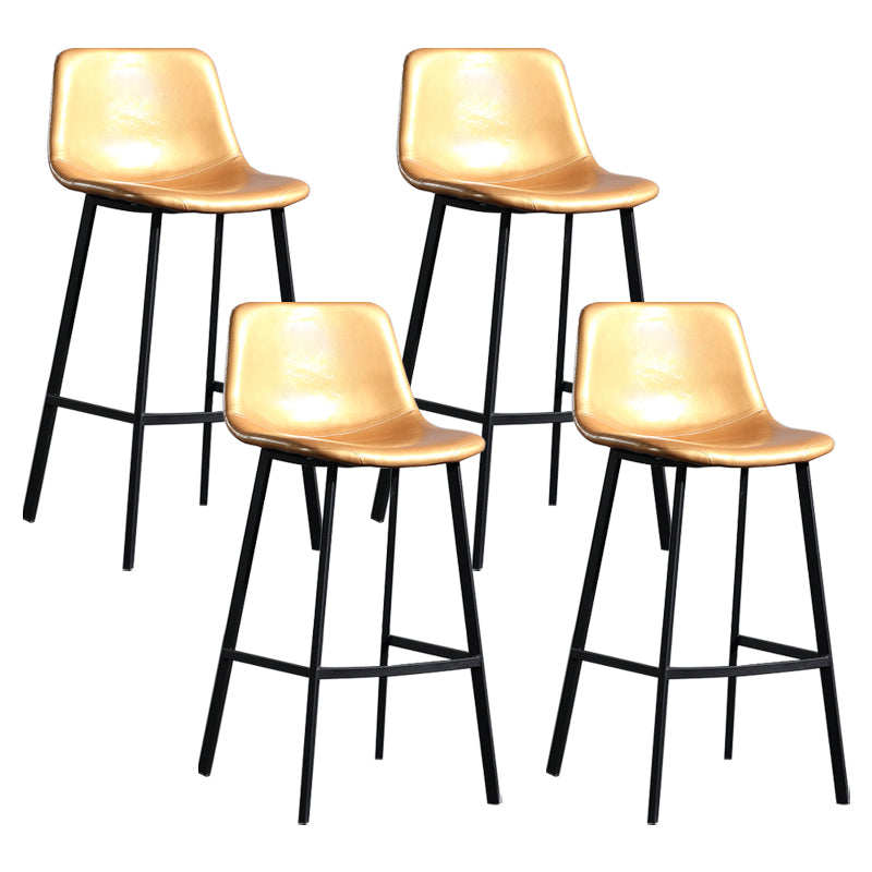 Scandinavian Footrest Reception Stool Matte Finish Faux Leather Barstool Yellow Set of 4 Bar Stool(30"H) Clearhalo 'Bar Furniture' 'Bar Stools' 'bar_stools' 'Furniture' 'furniture_bar_stools' 'Kitchen & Dining Furniture' 5085379