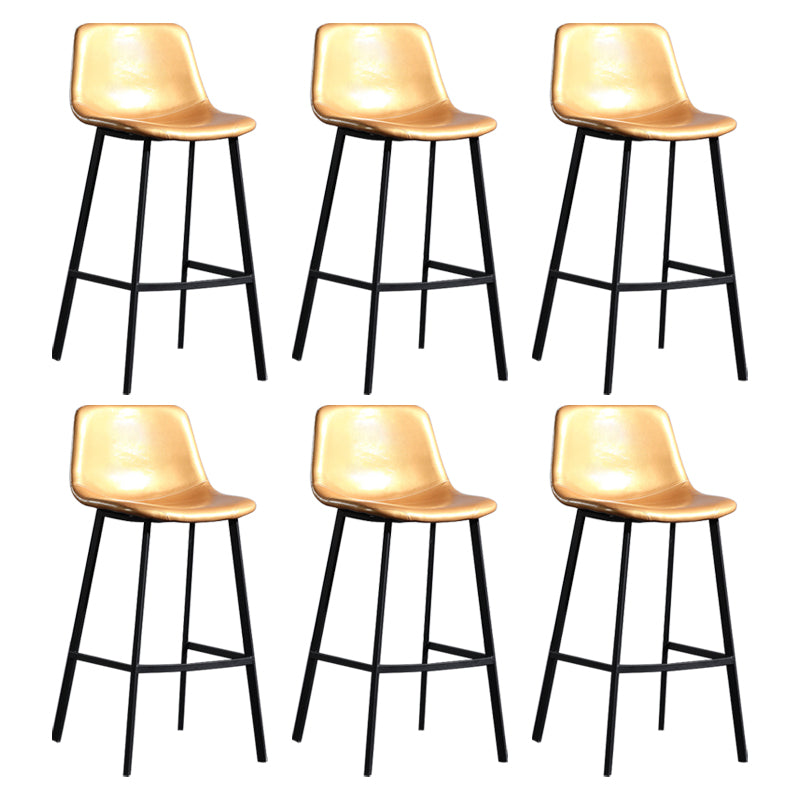 Scandinavian Footrest Reception Stool Matte Finish Faux Leather Barstool Yellow Set of 6 Bar Stool(30"H) Clearhalo 'Bar Furniture' 'Bar Stools' 'bar_stools' 'Furniture' 'furniture_bar_stools' 'Kitchen & Dining Furniture' 5085380