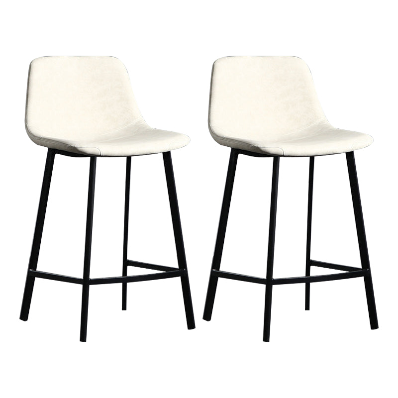 Scandinavian Footrest Reception Stool Matte Finish Faux Leather Barstool White Set of 2 Counter Stool(26"H) Clearhalo 'Bar Furniture' 'Bar Stools' 'bar_stools' 'Furniture' 'furniture_bar_stools' 'Kitchen & Dining Furniture' 5085382