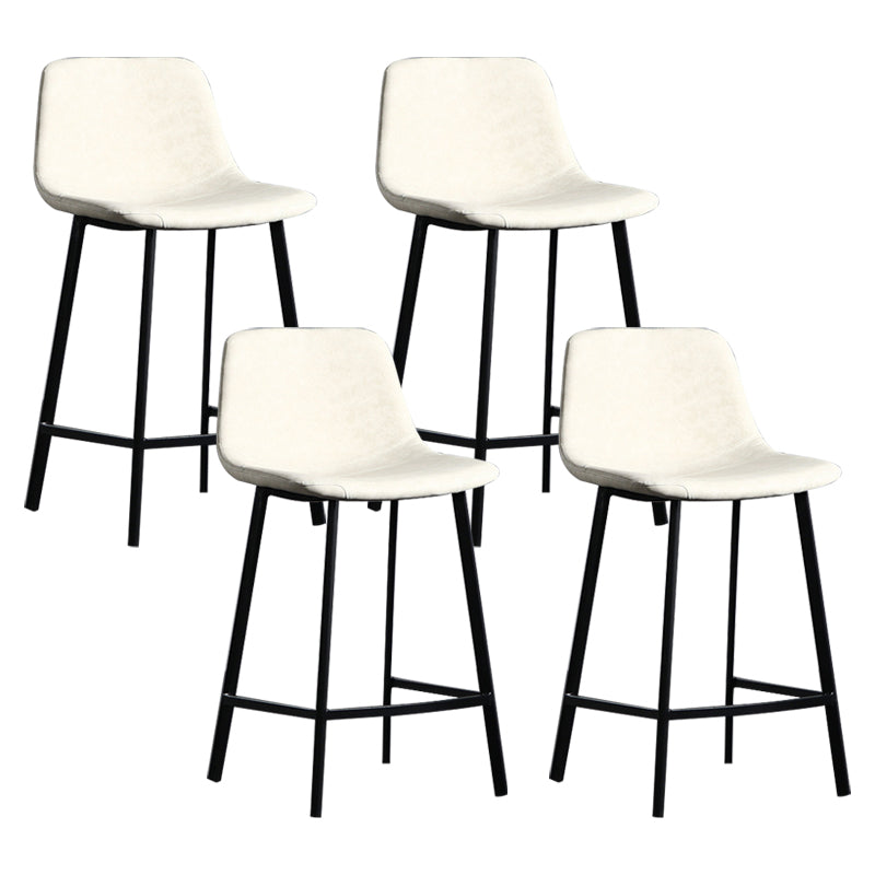 Scandinavian Footrest Reception Stool Matte Finish Faux Leather Barstool White Set of 4 Counter Stool(26"H) Clearhalo 'Bar Furniture' 'Bar Stools' 'bar_stools' 'Furniture' 'furniture_bar_stools' 'Kitchen & Dining Furniture' 5085383