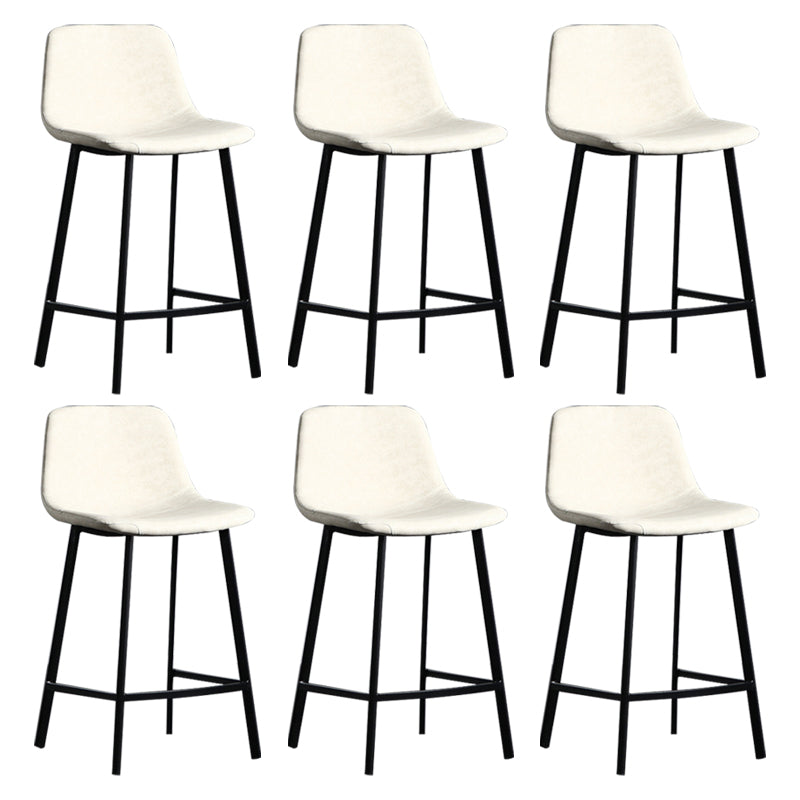 Scandinavian Footrest Reception Stool Matte Finish Faux Leather Barstool White Set of 6 Counter Stool(26"H) Clearhalo 'Bar Furniture' 'Bar Stools' 'bar_stools' 'Furniture' 'furniture_bar_stools' 'Kitchen & Dining Furniture' 5085384