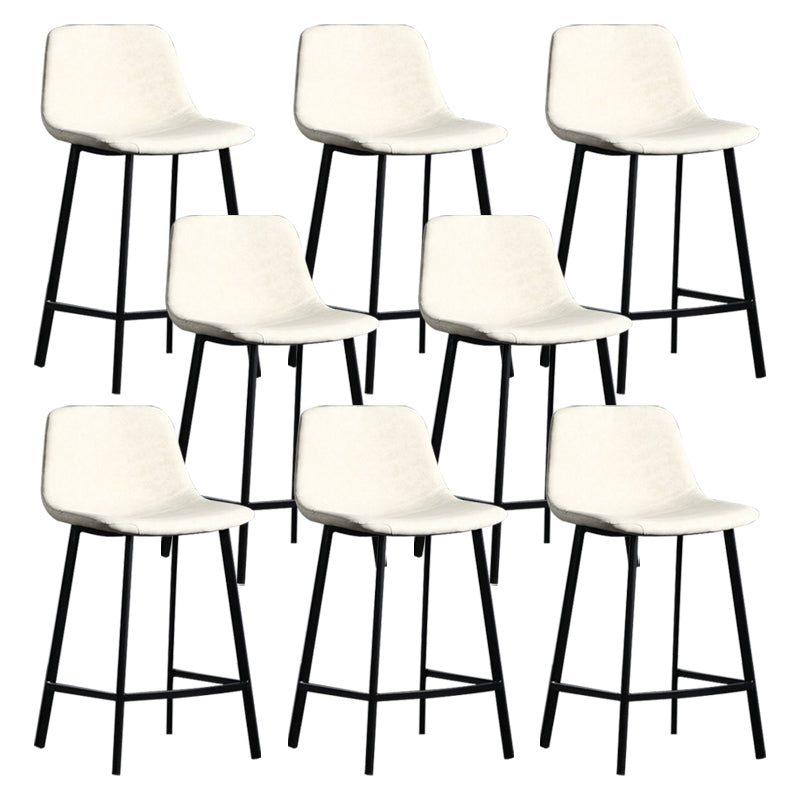 Scandinavian Footrest Reception Stool Matte Finish Faux Leather Barstool White Set of 8 Counter Stool(26"H) Clearhalo 'Bar Furniture' 'Bar Stools' 'bar_stools' 'Furniture' 'furniture_bar_stools' 'Kitchen & Dining Furniture' 5085385