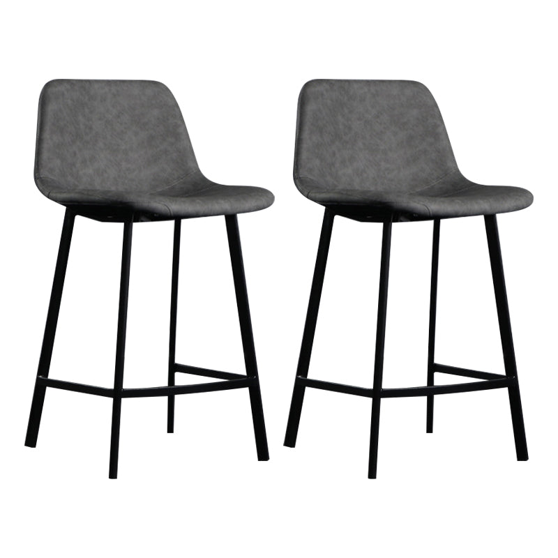 Scandinavian Footrest Reception Stool Matte Finish Faux Leather Barstool Grey Set of 2 Counter Stool(26"H) Clearhalo 'Bar Furniture' 'Bar Stools' 'bar_stools' 'Furniture' 'furniture_bar_stools' 'Kitchen & Dining Furniture' 5085386
